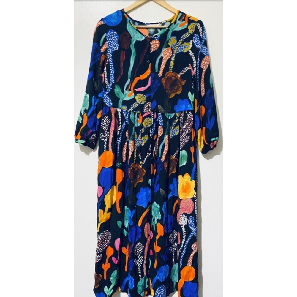 Gorman x Arts Project Australia Georgia's Garden Floral Midi Dress Size 8